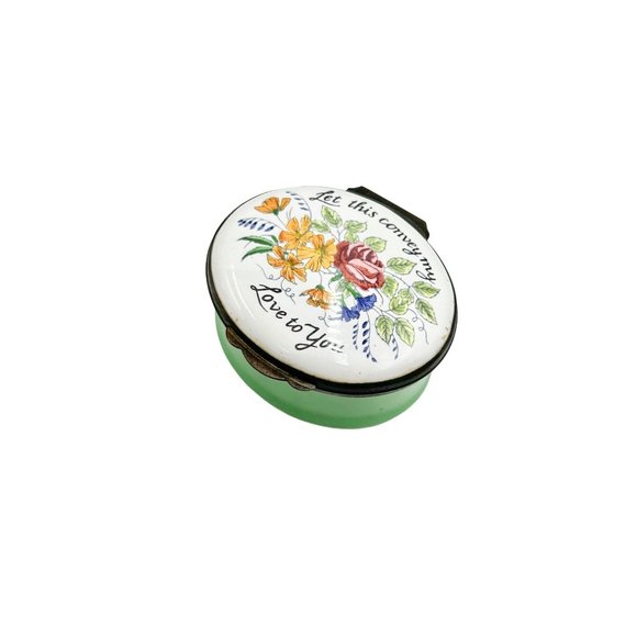 Made in England Crummles & Co Trinket Box Floral Let This Convey My Love To You - Picture 1 of 11